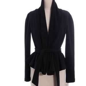 Diane von Furstenberg Black Wrap Peplum Sweater 10